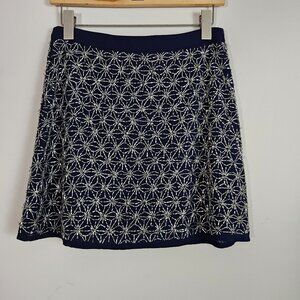 TopShop Y2K Vintage Beaded Mini Skirt 6 Navy Blue Ethereal Maximalist Party